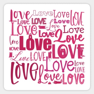 Love is the biggest word , Valentine graphic greeting in pink and red with cute cats Magnet